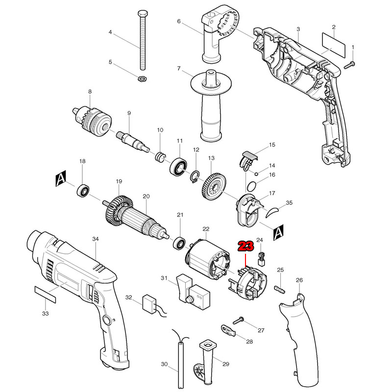 Makita Drill Hp1640 - Portaspazzole Sostituisci Per Makita HP 1620