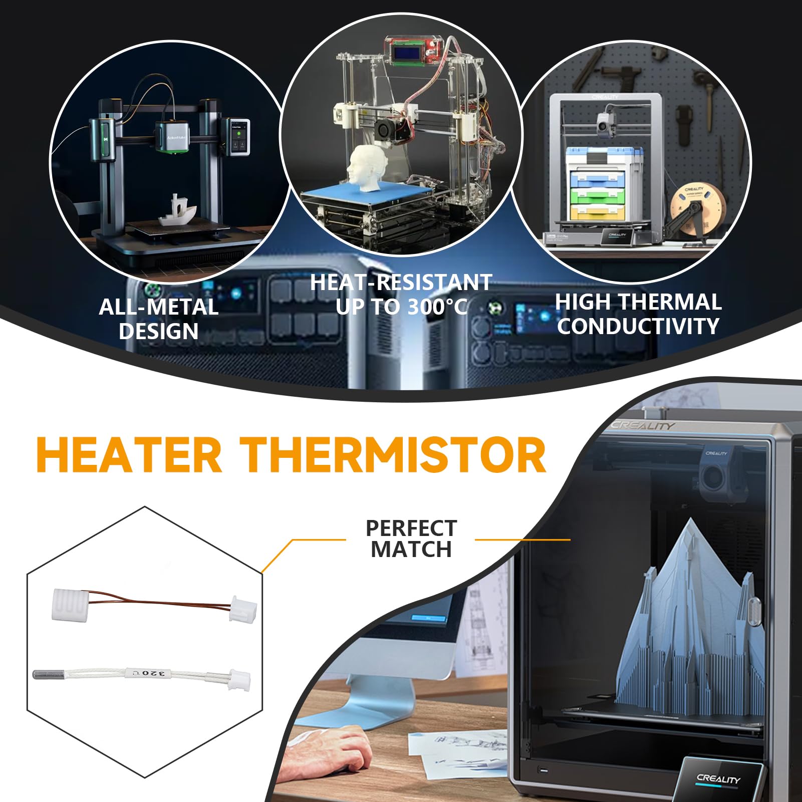 Creality Printer K1 - Sensore di Temperatura con Tubo Riscaldante